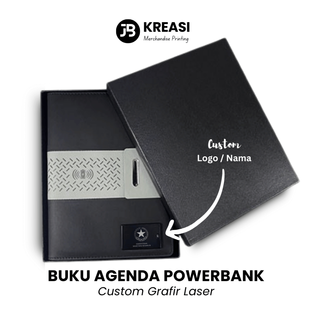 

Smart Buku Agenda Powerbank 8000mAh | Premium PU Leather Custom Logo LED Eksklusif