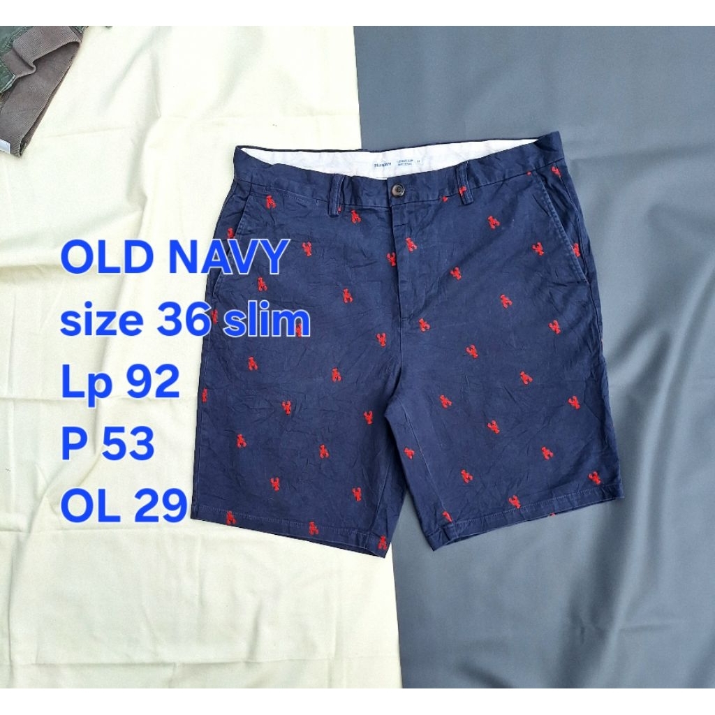 Celana Pendek OLD NAVY Slim Short Pants Katun Chino Motif Pria