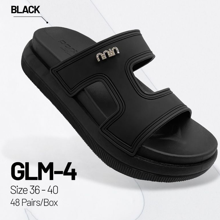 Sandal Slop Wanita PORTO Lady GLM-4 Hitam Polos
