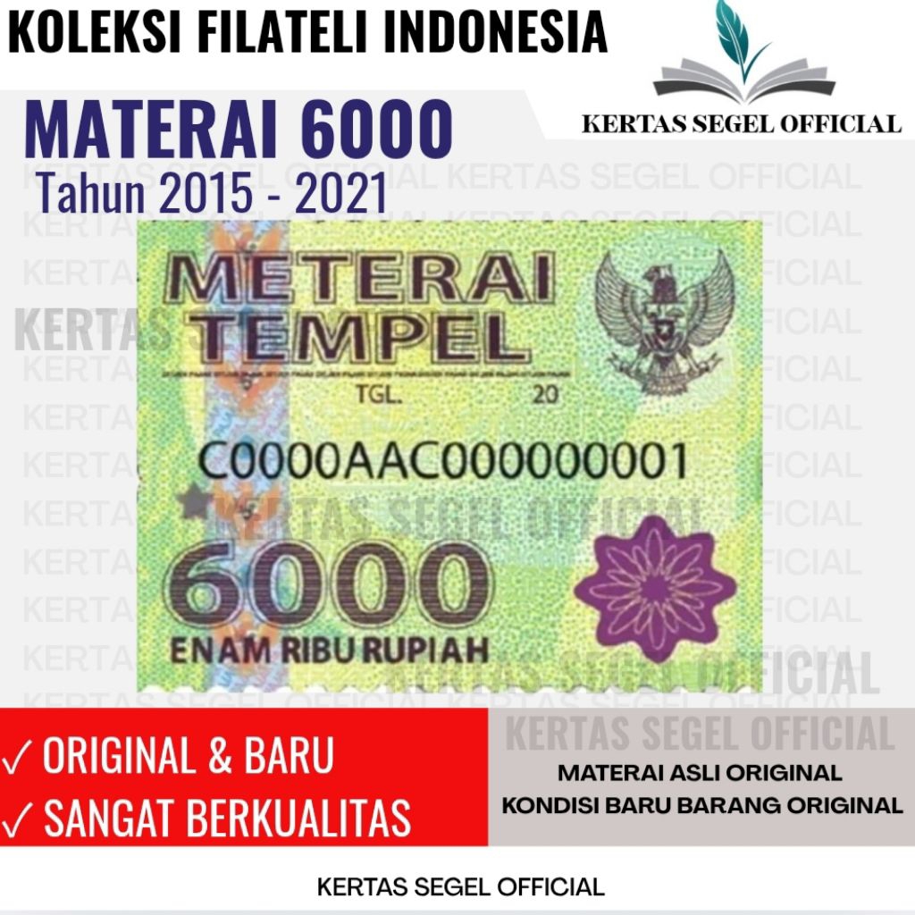 MATERAI 6000 TAHUN 2015 2016 2017 2018 2019 2020 2021 ORIGINAL