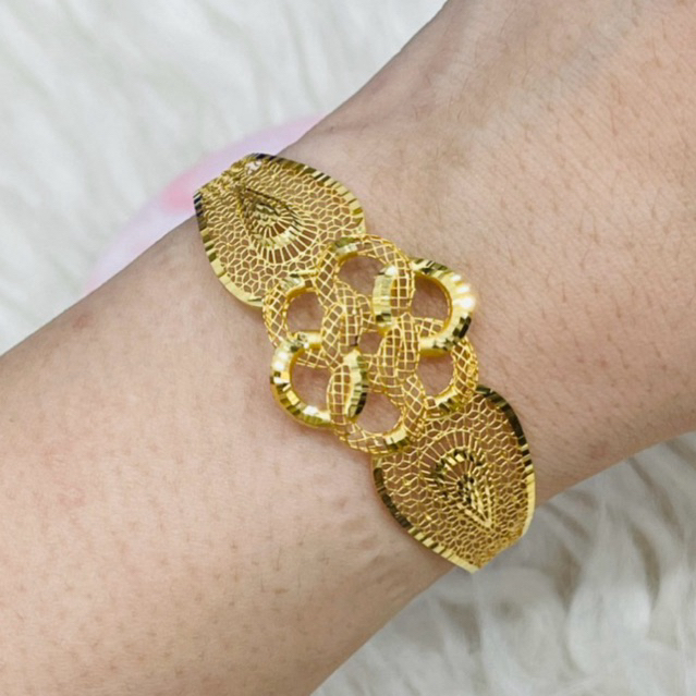 gelang kerawang bulat bulat bunga simple elegant murah emas asli kadar 700