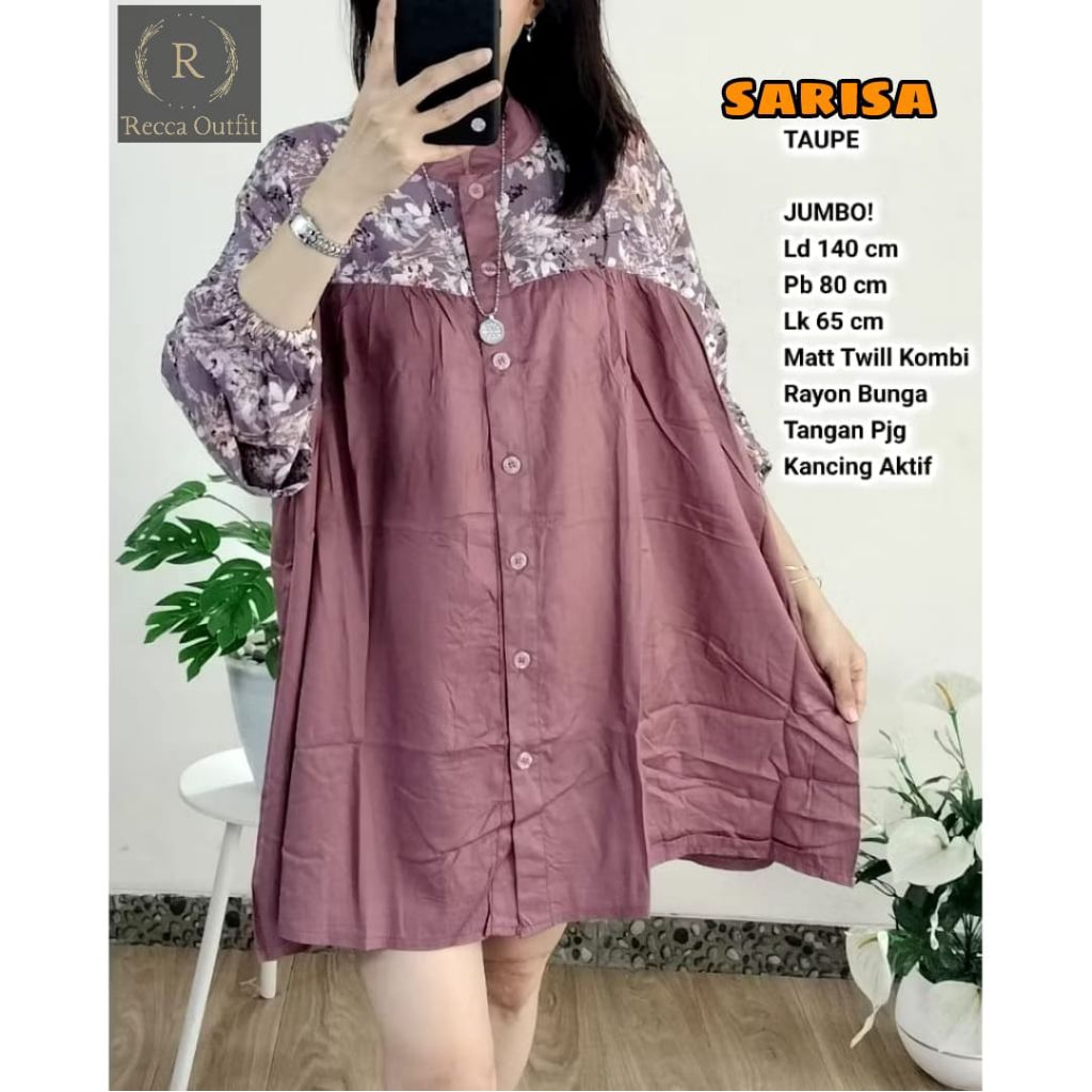SARISA TUNIK ELEGAN BAHAN KATUN TWILL PREMIUM // BLOUSE JUMBO LD 140 FIT TO XXXL