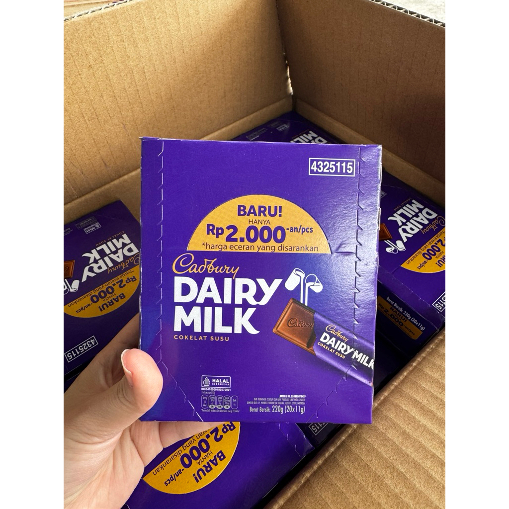 

cadburry dairymilk 20x11g kemasan baru