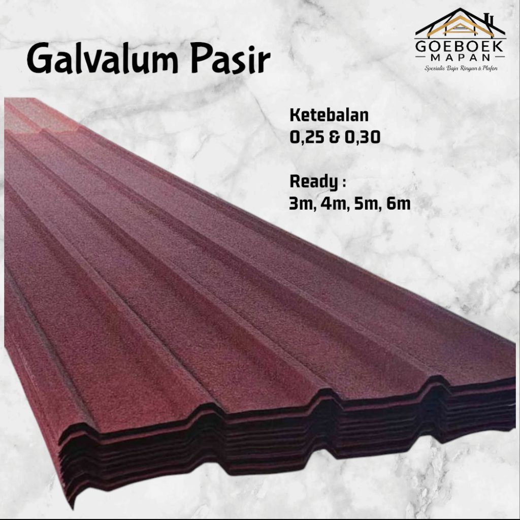 Galvalum Spandek Pasir 0,30mm Panjang 3m, 4m, 5m, 6m