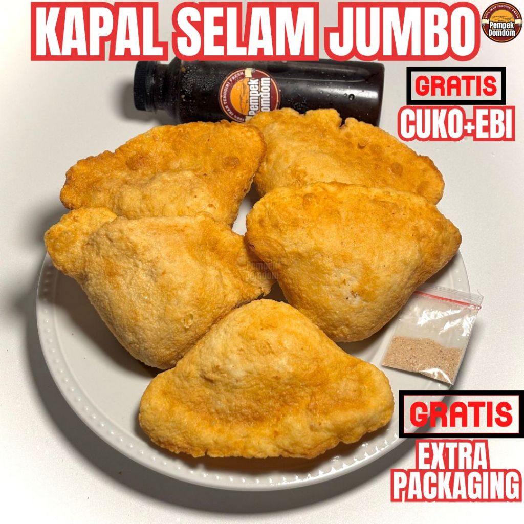 Pempek Kapal Selam JUMBO Frozen 100% Ikan Tenggiri Asli | Pempek Palembang Asli | Empek Empek Palemb