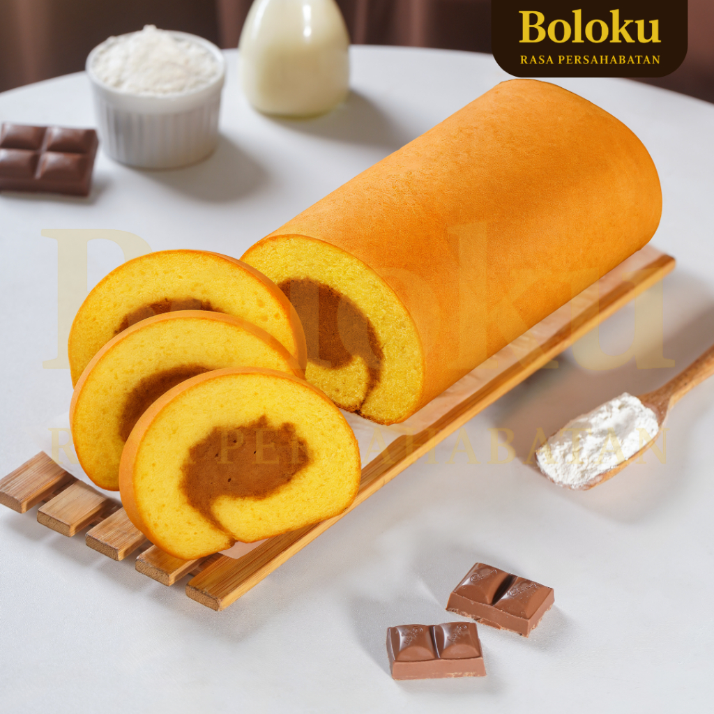 Boloku Bolu Gulung Keju Coklat 26CM Butter Premium Roll Cake Chocolate Bolu gulung medan Bolu Roll P