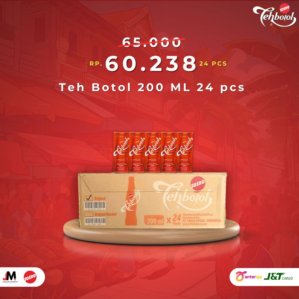 

Tehbotol Kotak Sosro 200ml isi 24 pcs