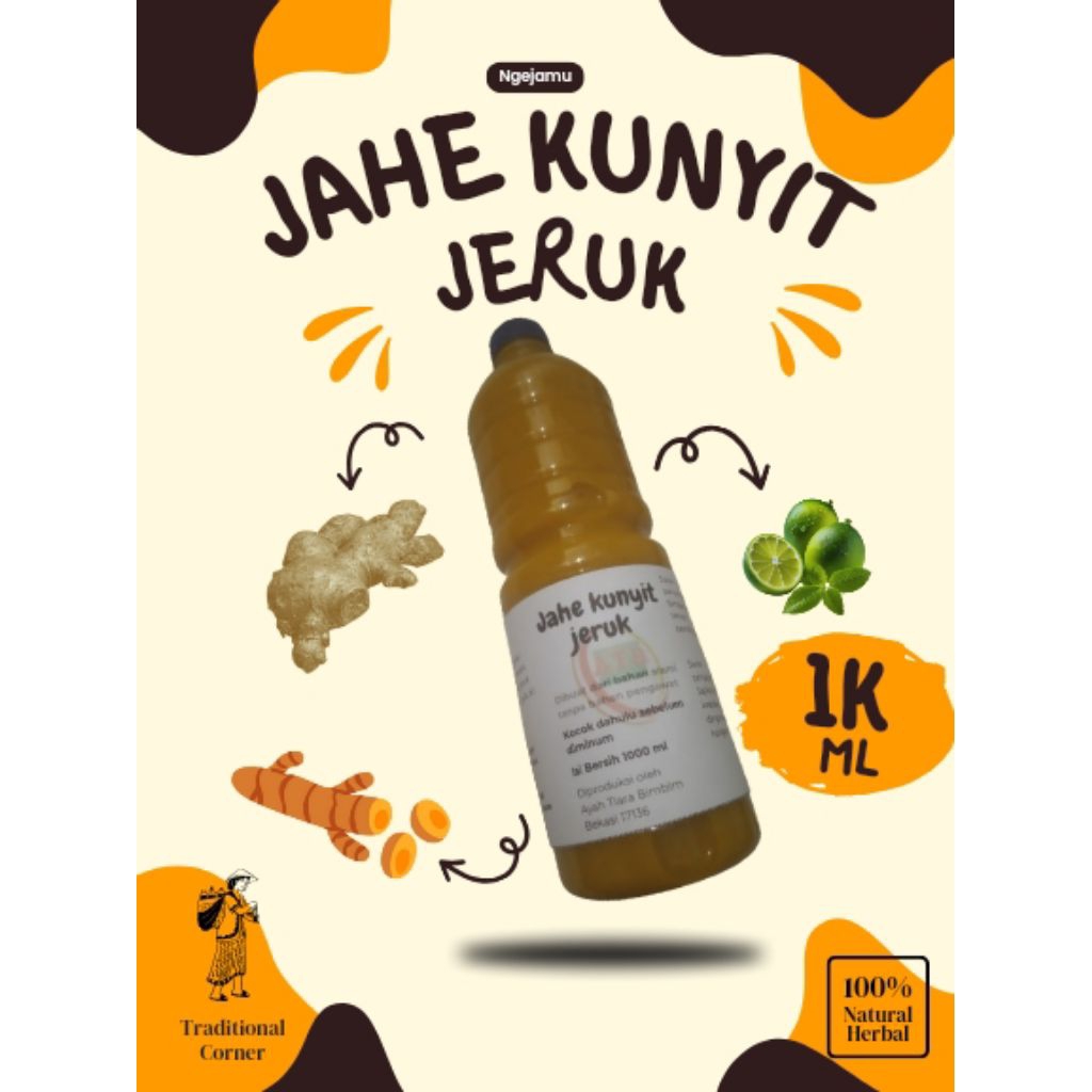 

Jahe merah Kunyit Jeruk nipis 1000 ml.