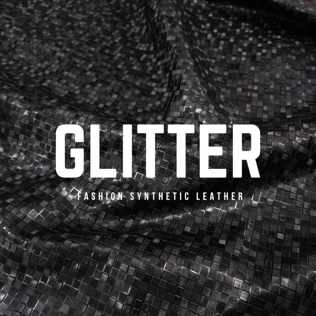 Bahan Kain Oskar Kulit Oscar Sintetis Tas / Dompet Mengkilap Tebal Motif Kotak Kecil Glitter - Glitt