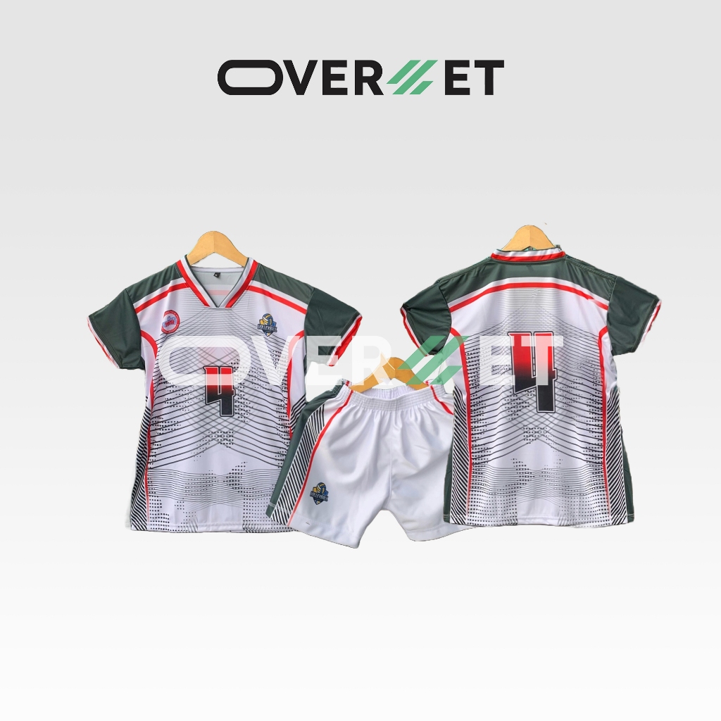 Jersey Volly Cewek Full Printing Putih – Bisa Nama Nomor - Overset