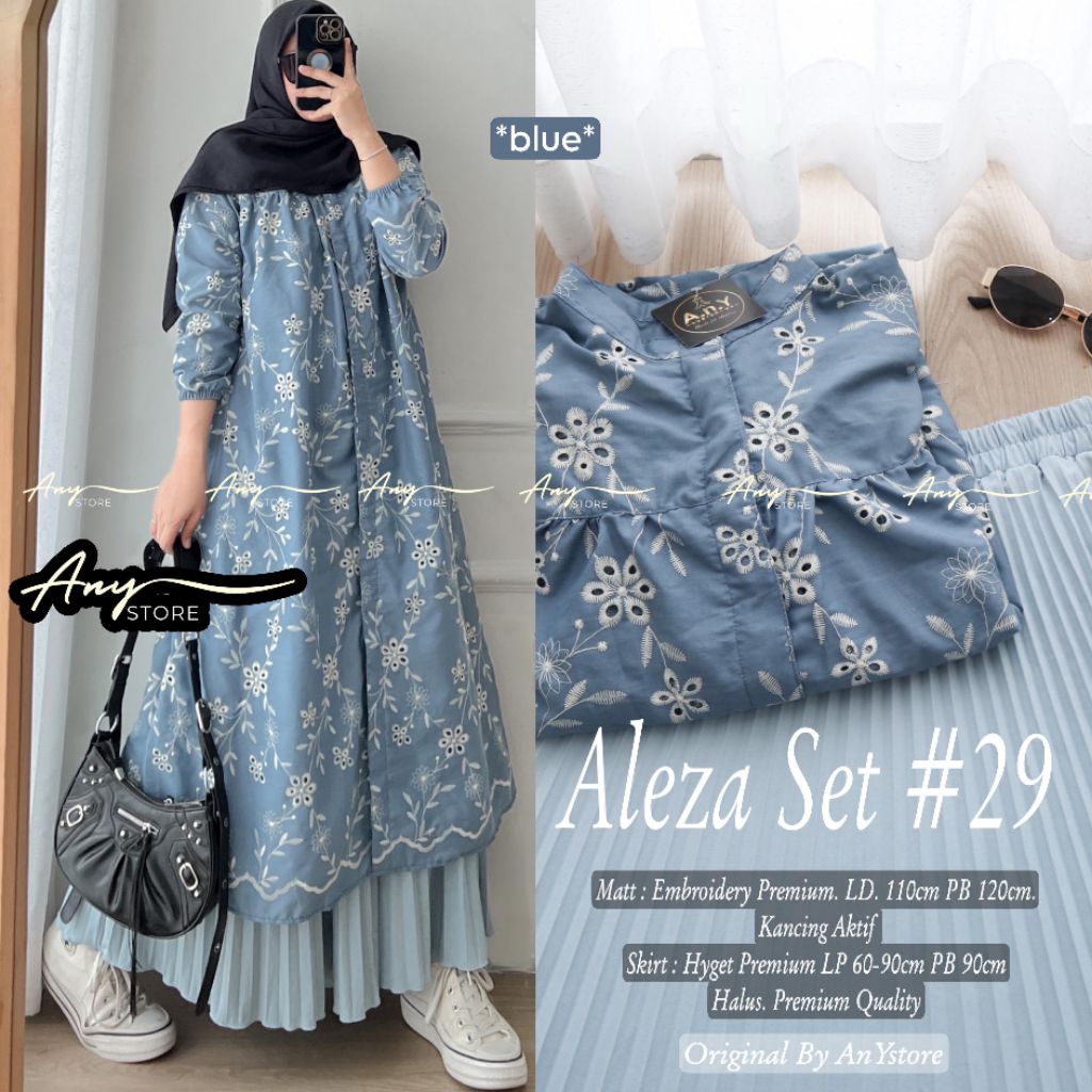 Setelan Wanita Tunik Katbol dan Rok Plisket • Set Tunik Motif Bunga • Set Jumbo LD 120 cm • Ayudia A