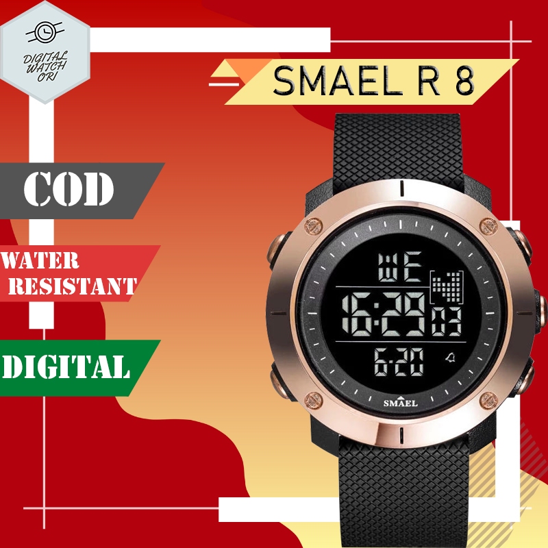 SMAEL R 08 JAM TANGAN PRIA DIGITAL ANTI AIR ARLOJI COWOK TALI RUBBER PERIA SPORT ORIGINAL