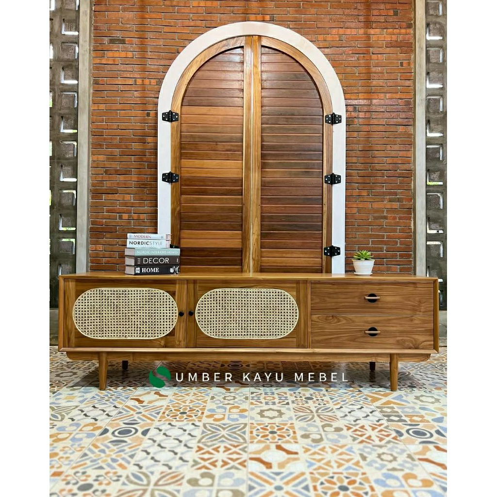 BUFFET TV MINIMALIS MODERN MEJA TV JATI MINIMALIS CABINET TV