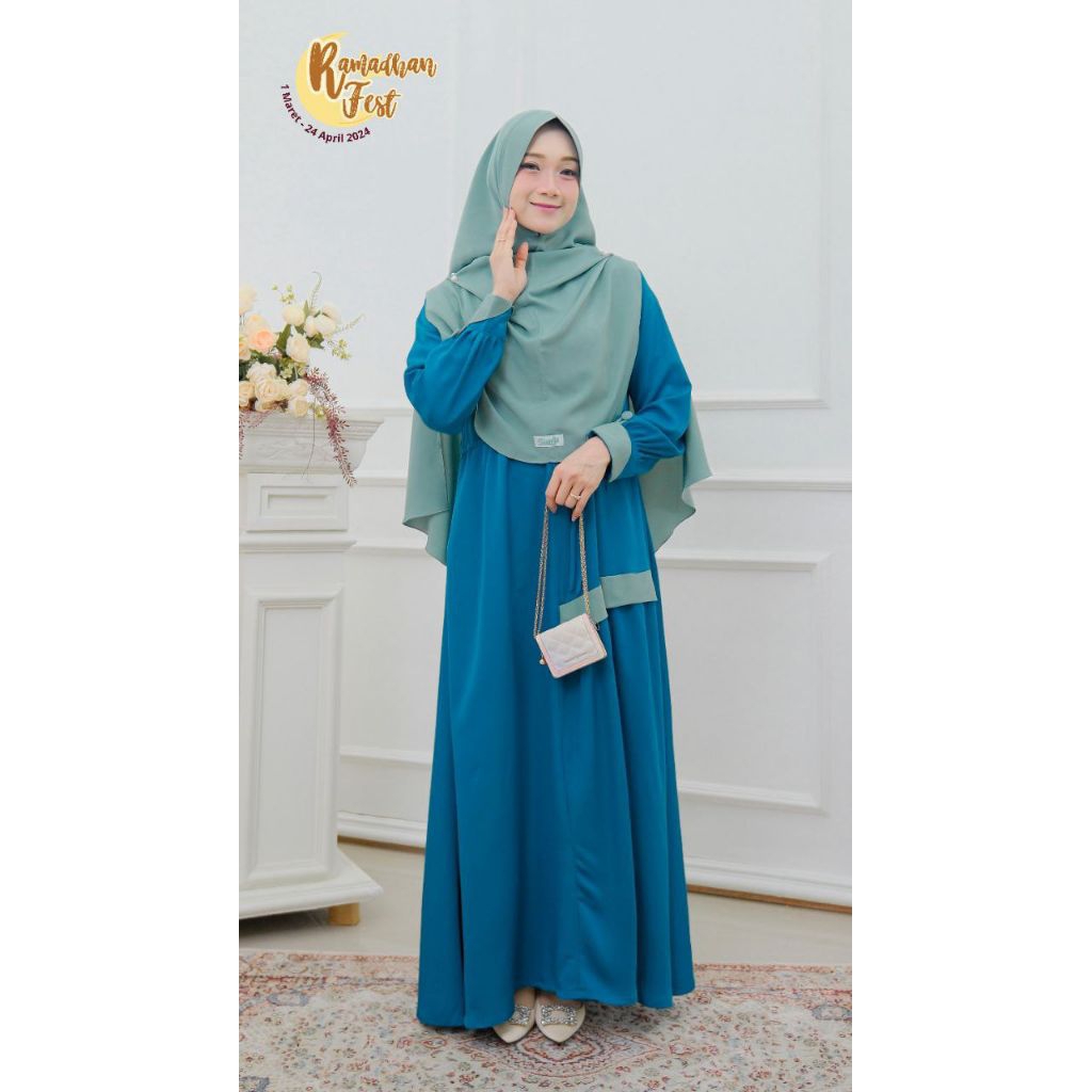 Gamis Swarga set Kerudung Hijab El muqna
