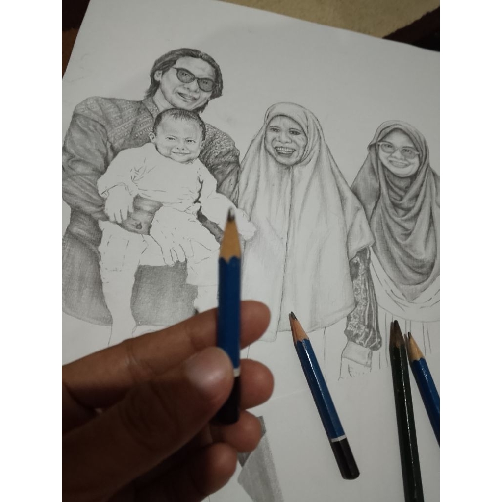 Lukis dan Sketsa Wajah Pensil Hitam Putih A3