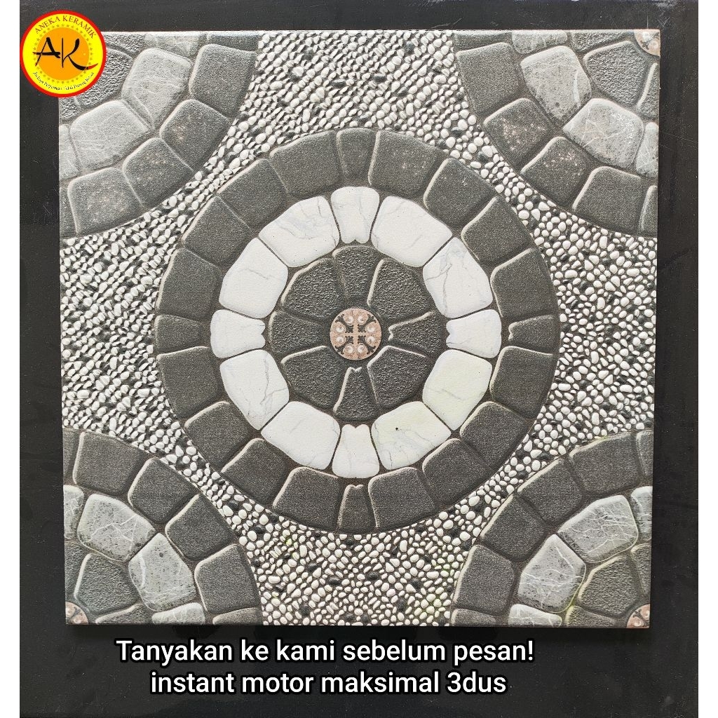 Keramik Lantai Kasar Teras Garasi Kamar Mandi Motif Batu Alam Timbul Dekoratif 40x40 Ionic Grey