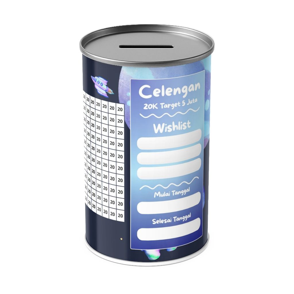 Celengan Target JUMBO 20K Target 5 Juta – Diameter 10cm Tinggi 20cm | Bikin Nabung Lebih Konsisten