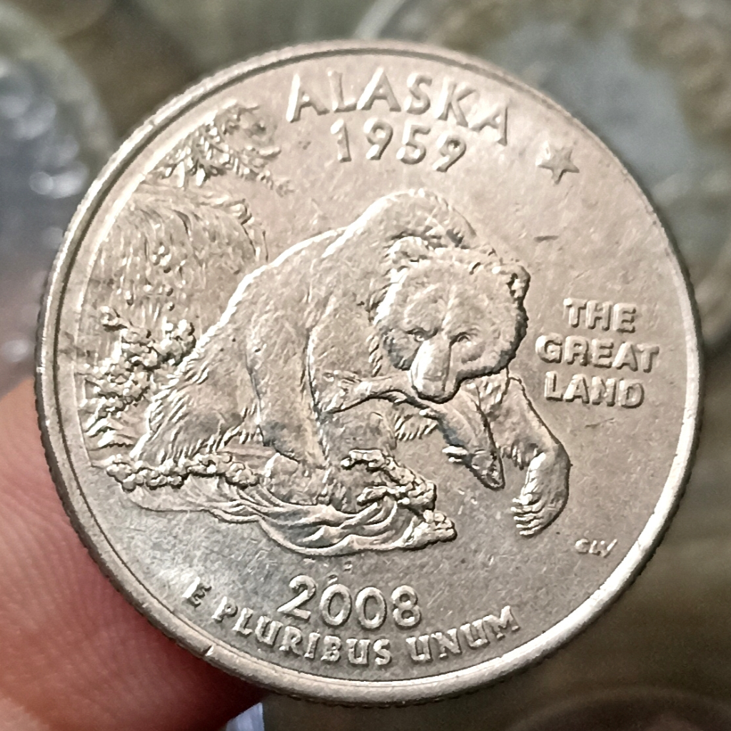 Koin Kuno US ¼ Dollar "Washington Quarter" Alaska