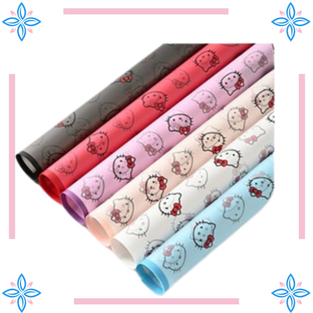 

KB81 Kertas Kado Motif HELLO KITTY Flower Wrapping Cellophane Ecer Kertas Buket Bunga Hand Bouquet