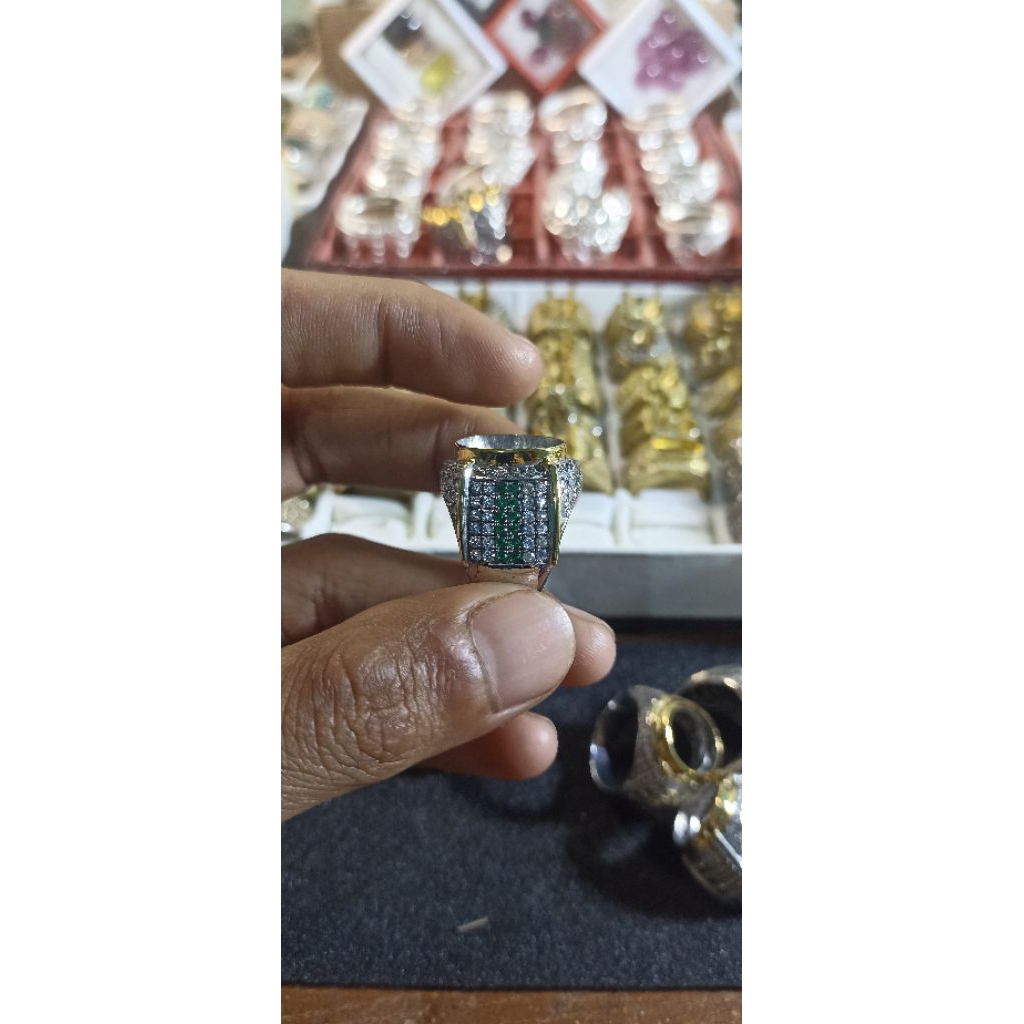 CINCIN/RING BATU AKIK BAHAN KUNINGAN SARI SUPER