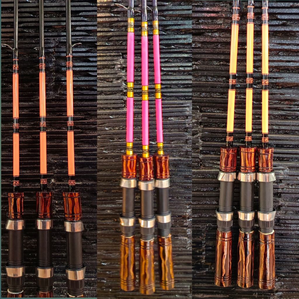 Joran udang galah set variasi warna oren hijau stabilo pink super lentur