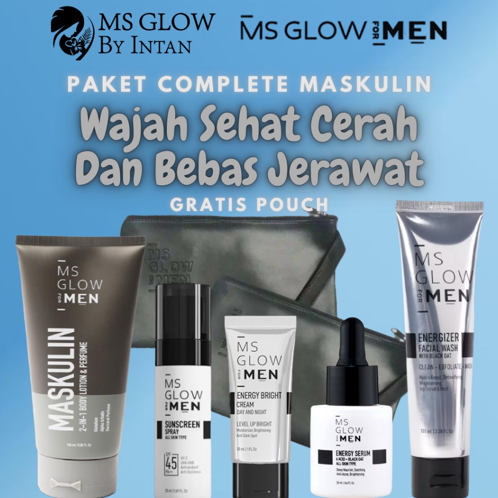 Cepaat MS Glow For Men Skincare Paket Wajah Facial Wash Cream Serum Sun Screen Body Lotion Perawatan