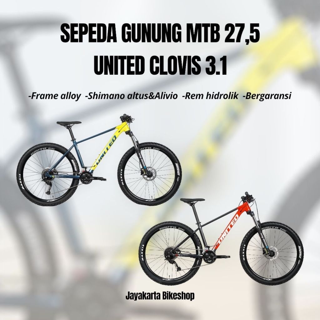 27.5 MTB UNITED CLOVIS 3.1 | SEPEDA GUNUNG MOUNTAIN BIKE DEWASA | ORIGINAL DAN BERGARANSI