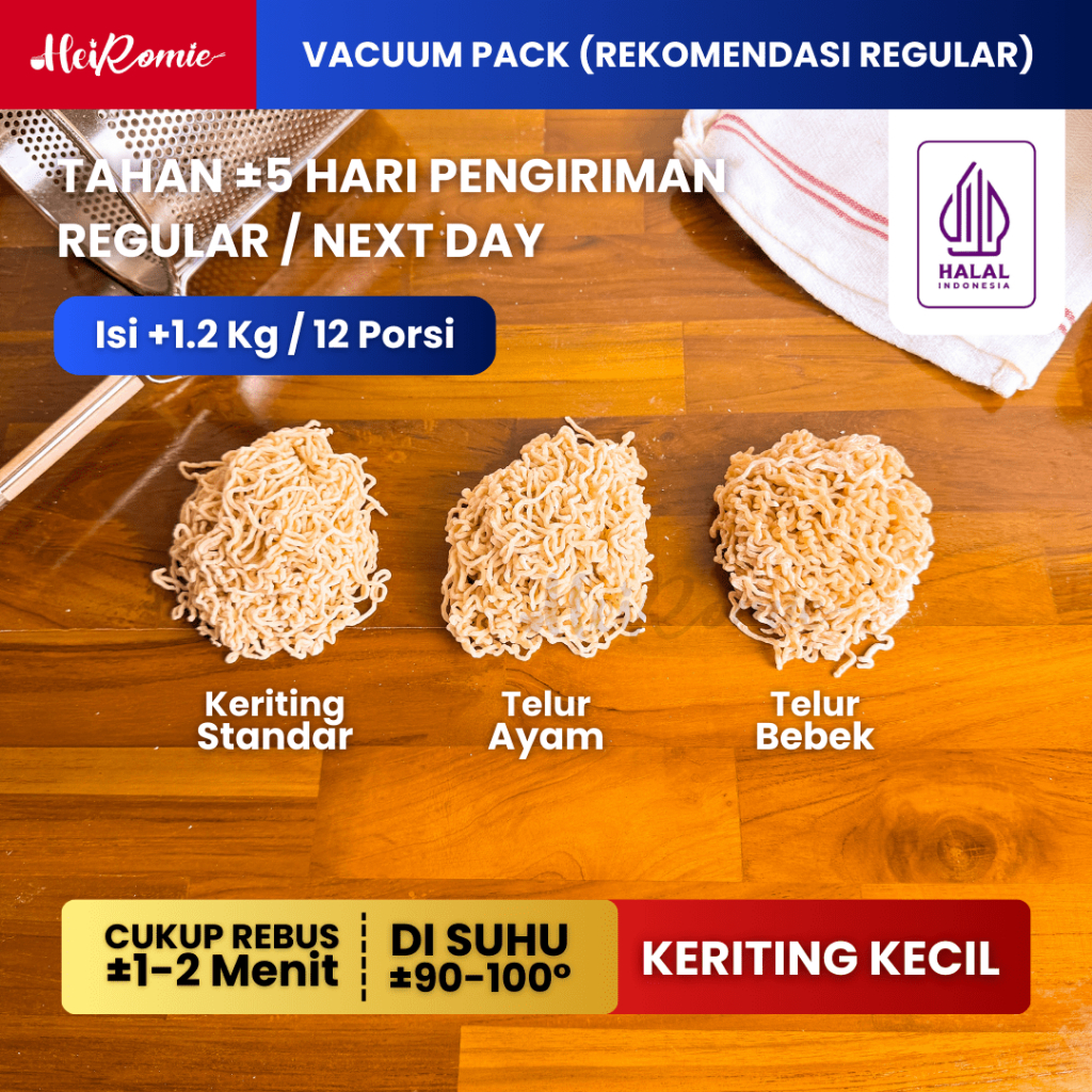 [Vacuum Pack] - Mie Keriting Mentah Halal 12 Porsi