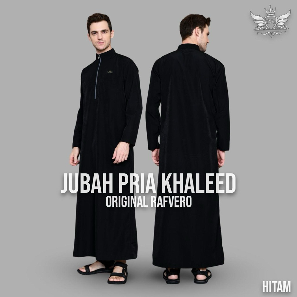 Jubah Khaleed Pria - Jubah Katun Toyobo Premium - Gamis Pria Dewasa Hitam Polos- Gamis Pria Terlaris