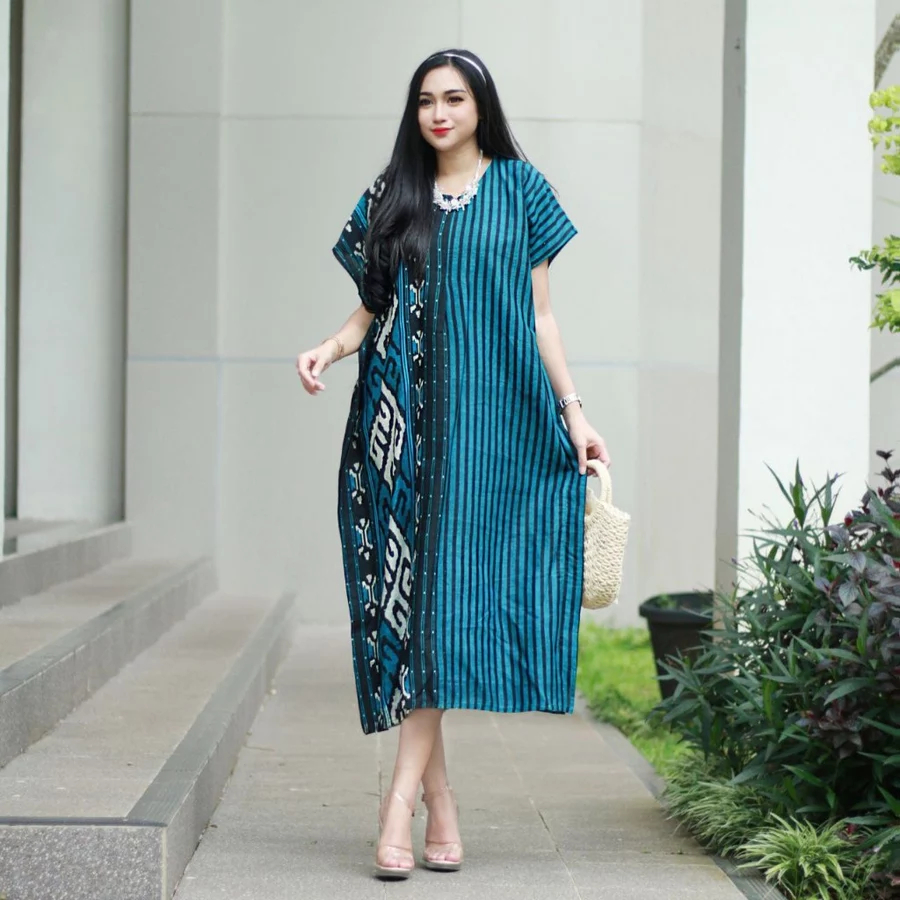 DRESS BATIK WANITA HOMEDRESS TRENDY KEKINIAN CASUAL MODERN LENGAN PENDEK PREMIUM