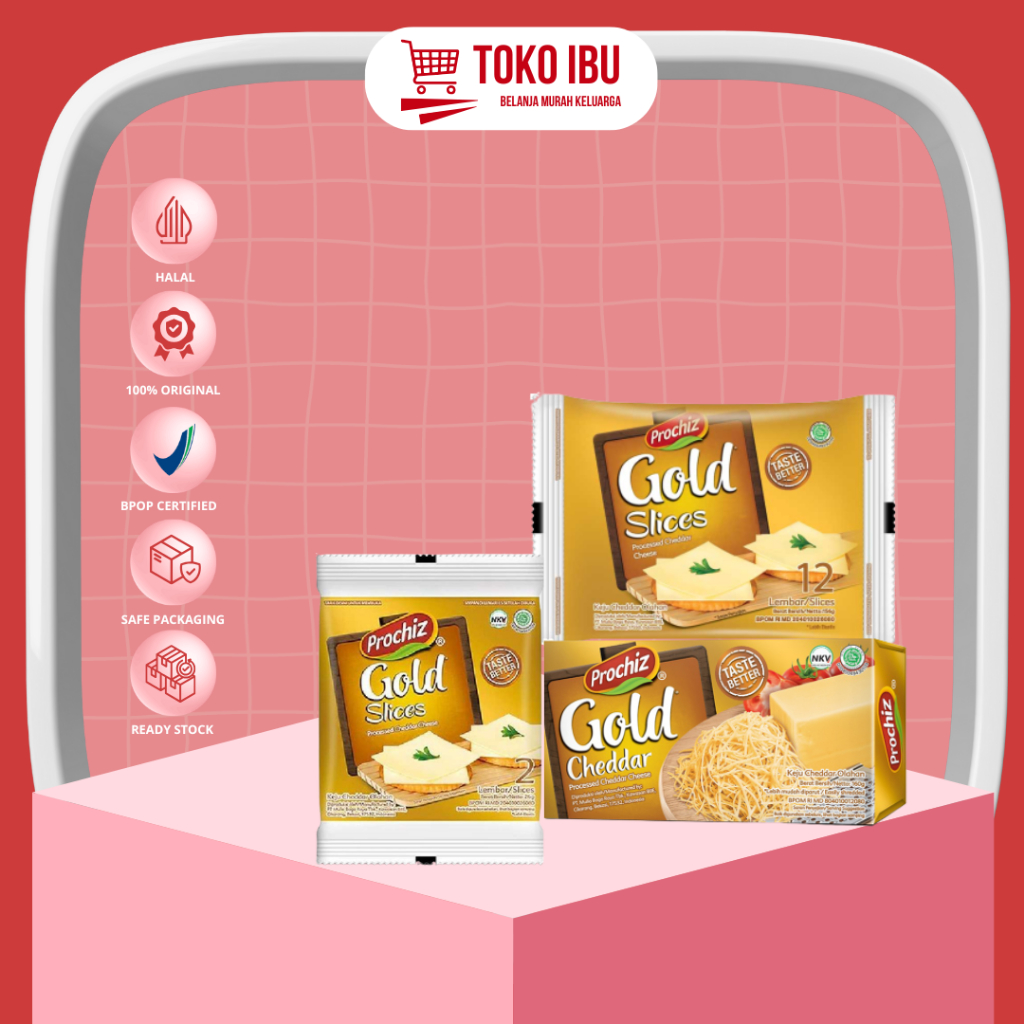 Prochiz Gold Slices Keju Cheddar Lembaran 2's/ 12's Cheddar Olahan Box 160 g