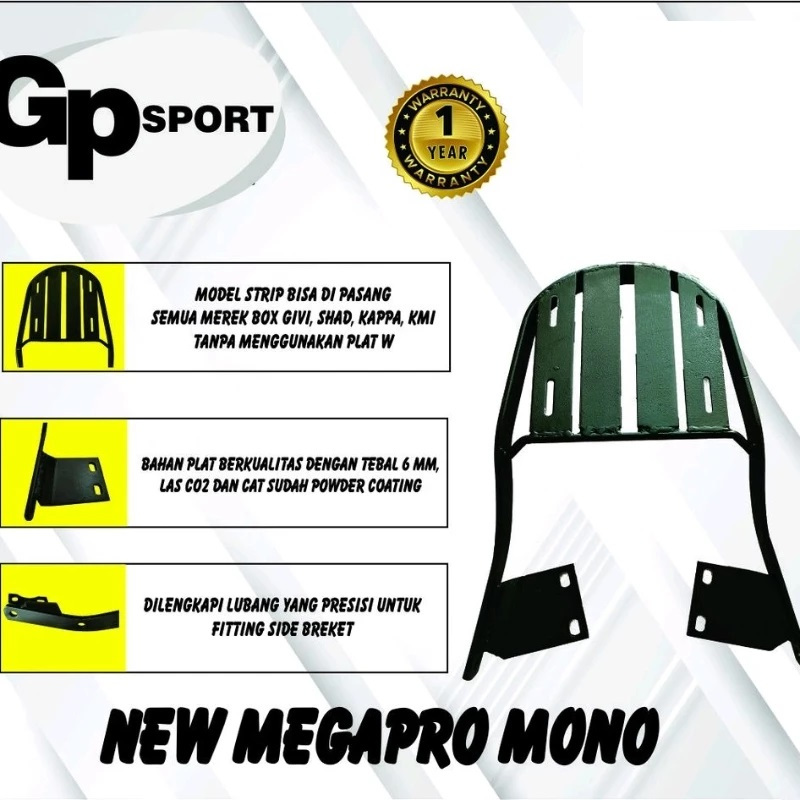 Breket Box Motor Honda NEW MEGAPRO MONO GP Sport Plat utk Givi Shad Kappa