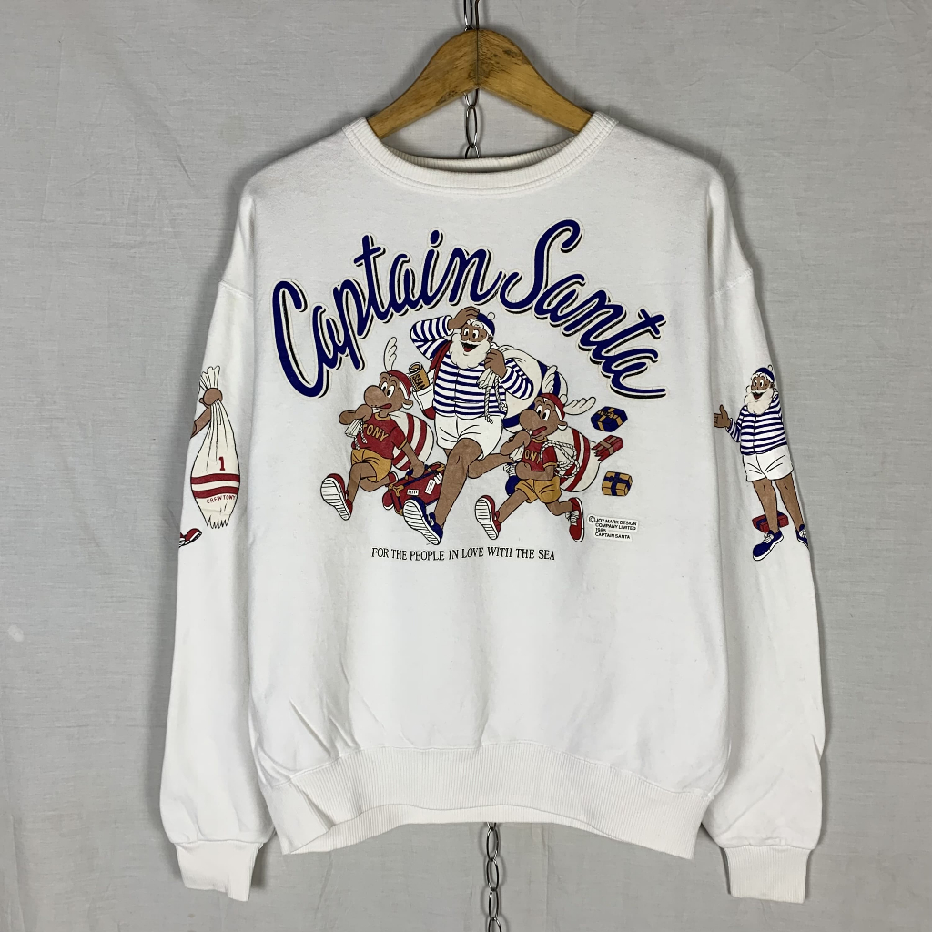 Vintage Captain Santa Cartoon Sweater Crewneck