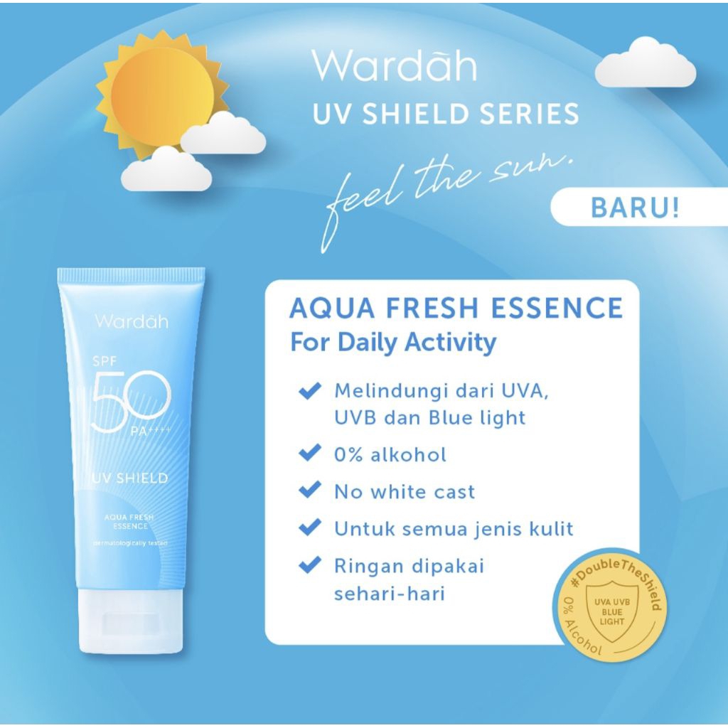 Wardah UV Shiled Aqua Fresh SPF 50 Sunscreen 30ml Wardah sunscreen biru