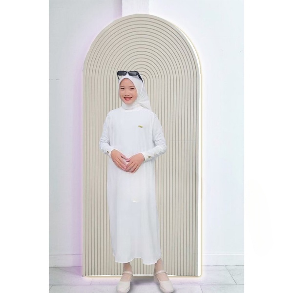 Muslim Cantik Anak Gamis Abaya Usia 6-16 Tahun Warna Hitam-Putih