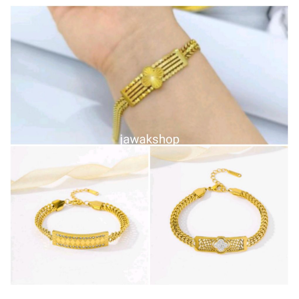 GELANG TITANIUM WANITA CANTIK ANTI KARAT SISIK NAGA PLAT D591