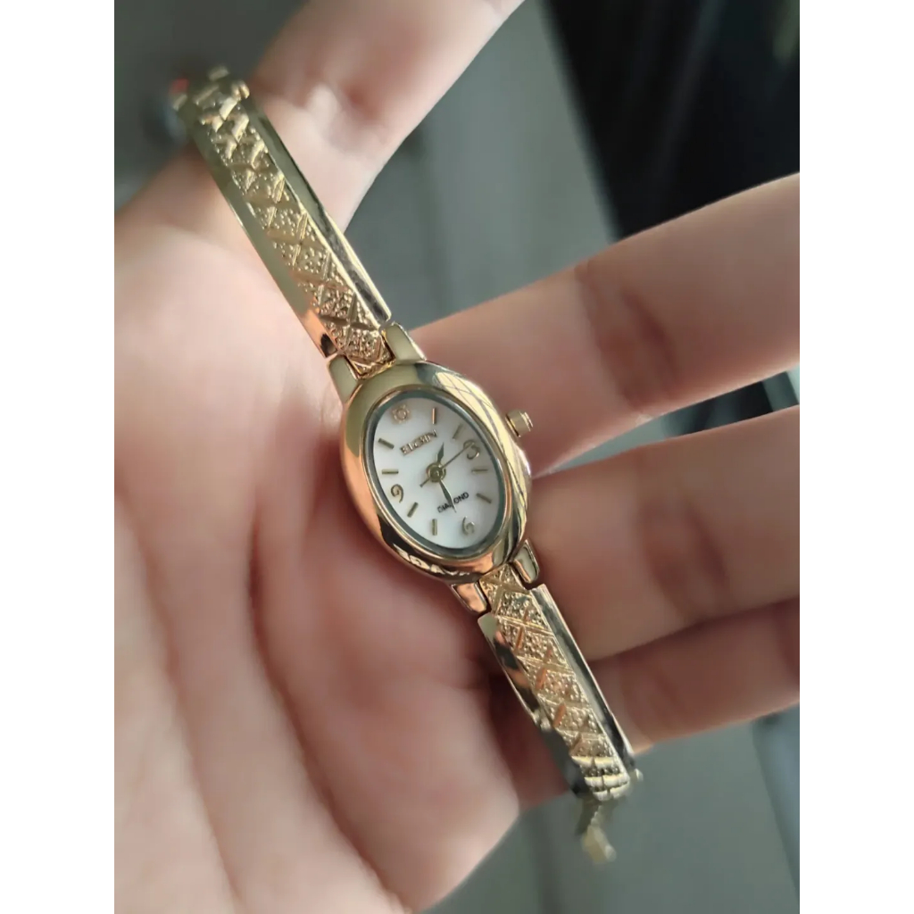 Jam tangan Elgin oval gold tone