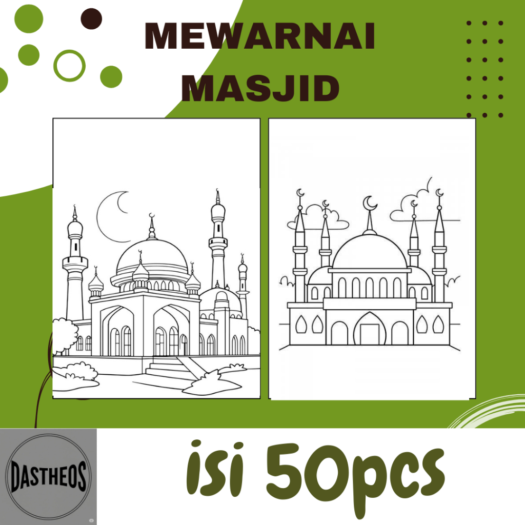 50pcs Mewarnai Gambar Tema Masjid Harga Termurah