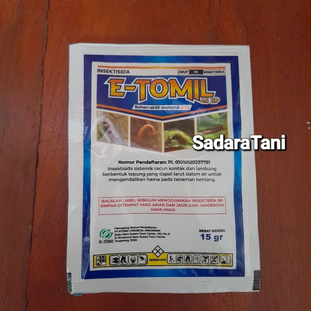 Insektisida E TOMIL 45SP 15Gr Bahan aktif : Metomil 45%