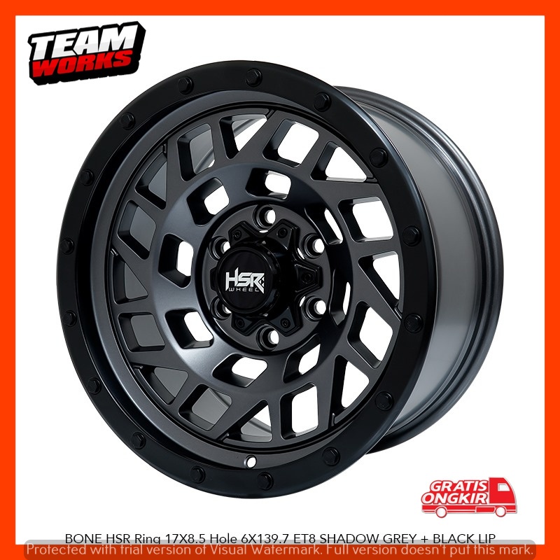 VELG MOBIL HSR BONE RING17 BUAT MOBIL GRAND STAREX COLORADO MONTERO VELK RING17 LEBAR8,5 SHADOW GREY