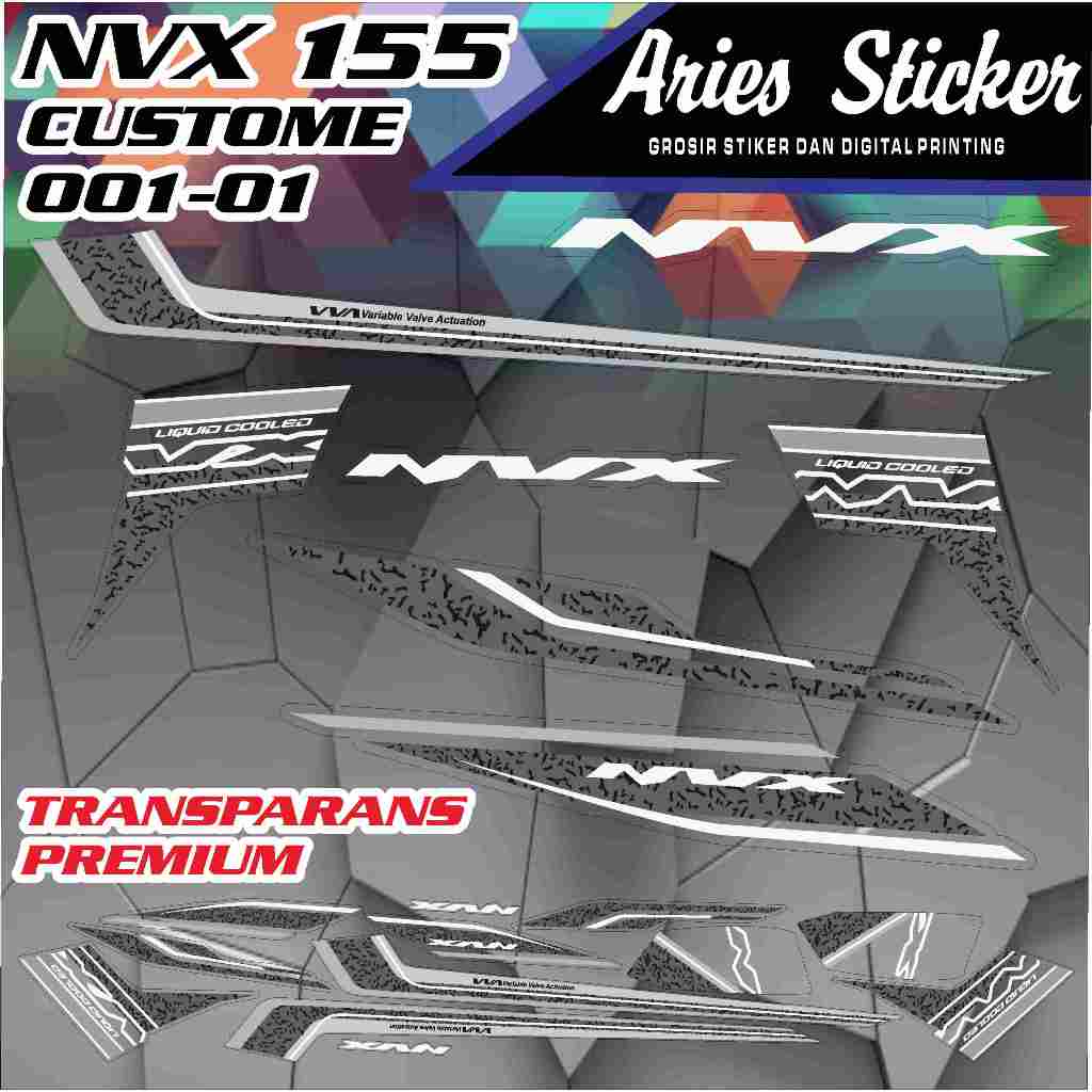 Striping Sticker Lis Motor Yamaha NVX 155 CUSTOME 001 Transparans Premium