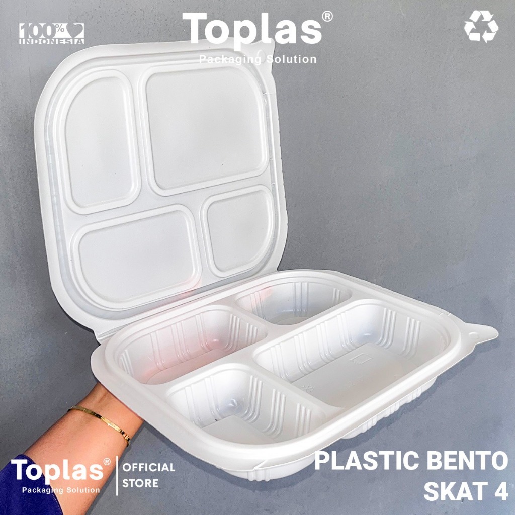 Meal Box sekat 4 (25pcs) / Bento box sekat 4 / Bagasse box bento sekat 4