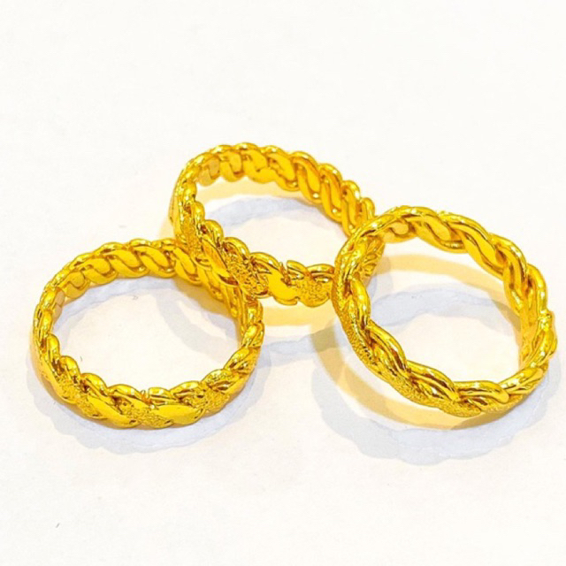 Cincin kawin rotan Lapis Emas 24krt Crum Emas Muda 8 gram Cincin Cewek Replika Premium Gold