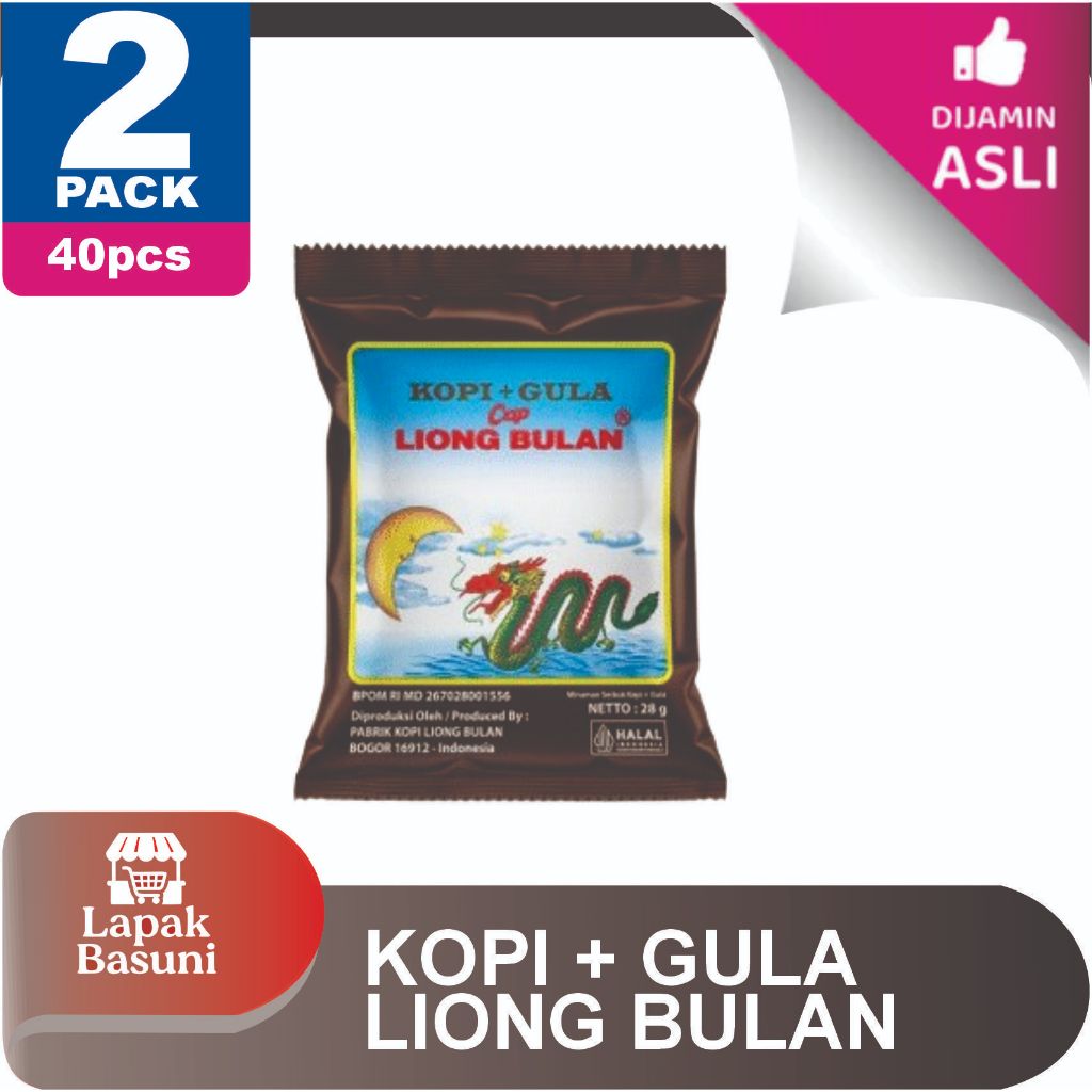 

Kopi Liong Bulan Kemasan Sachet 28g Kopi+Gula isi 40pcs 2Pack