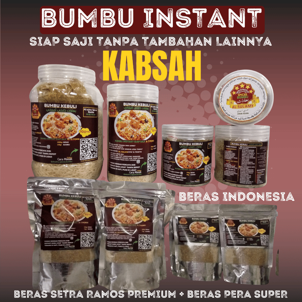 

Bumbu Nasi Kabsah Instant & Beras Indonesia Pilihan Halal Kualitas Tinggi - Beras Setra Ramos Premium & Pera Super