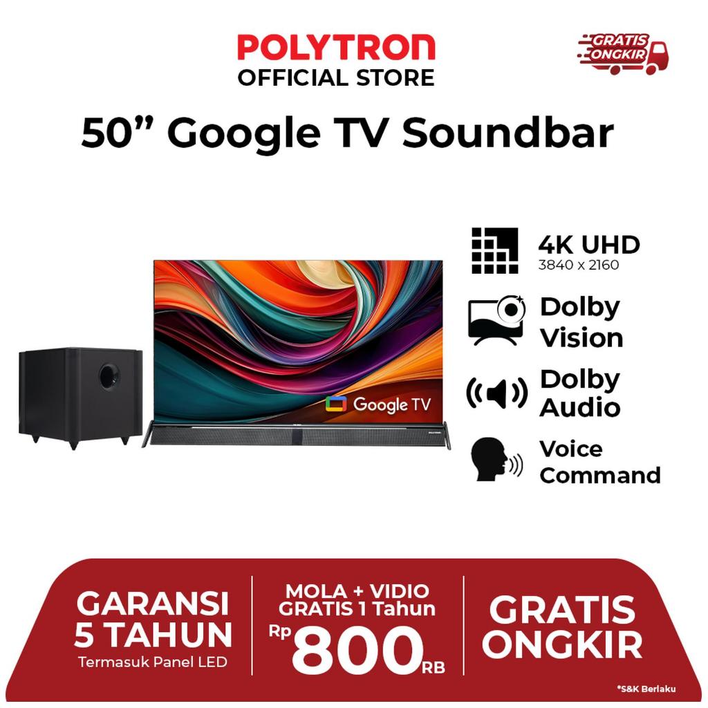 tv POLYTRON 4K HDR Smart Cinemax Soundbar TV 50 inch PLD 50BUG5058 POLYTRON 4K HDR Smart Cinemax Sou