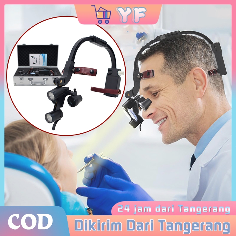 1Set 3.5X Loop Dental Kaca Pembesar Dokter Gigi Dental Loupe Headband Dental Loupe With Lamp