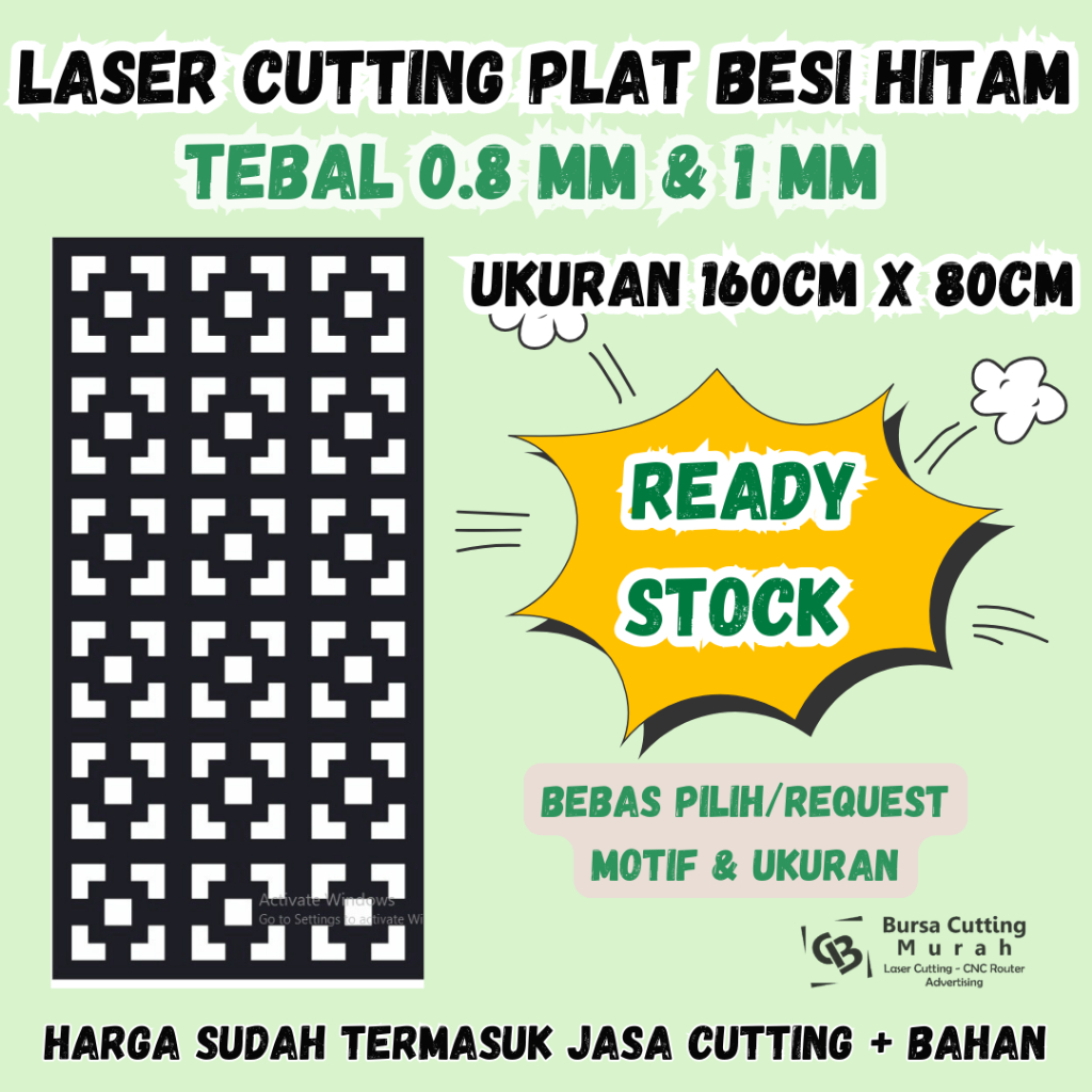 Partisi Plat Ukuran 160x80cm / Krawangan Penyekat Ruangan Cutting Laser Plat Ketebalan 0.8 MM & 1 MM