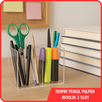 

Kotak Pensil Dari Akrilik 2 Slot Atau 2 Kotak Akrilik Bening