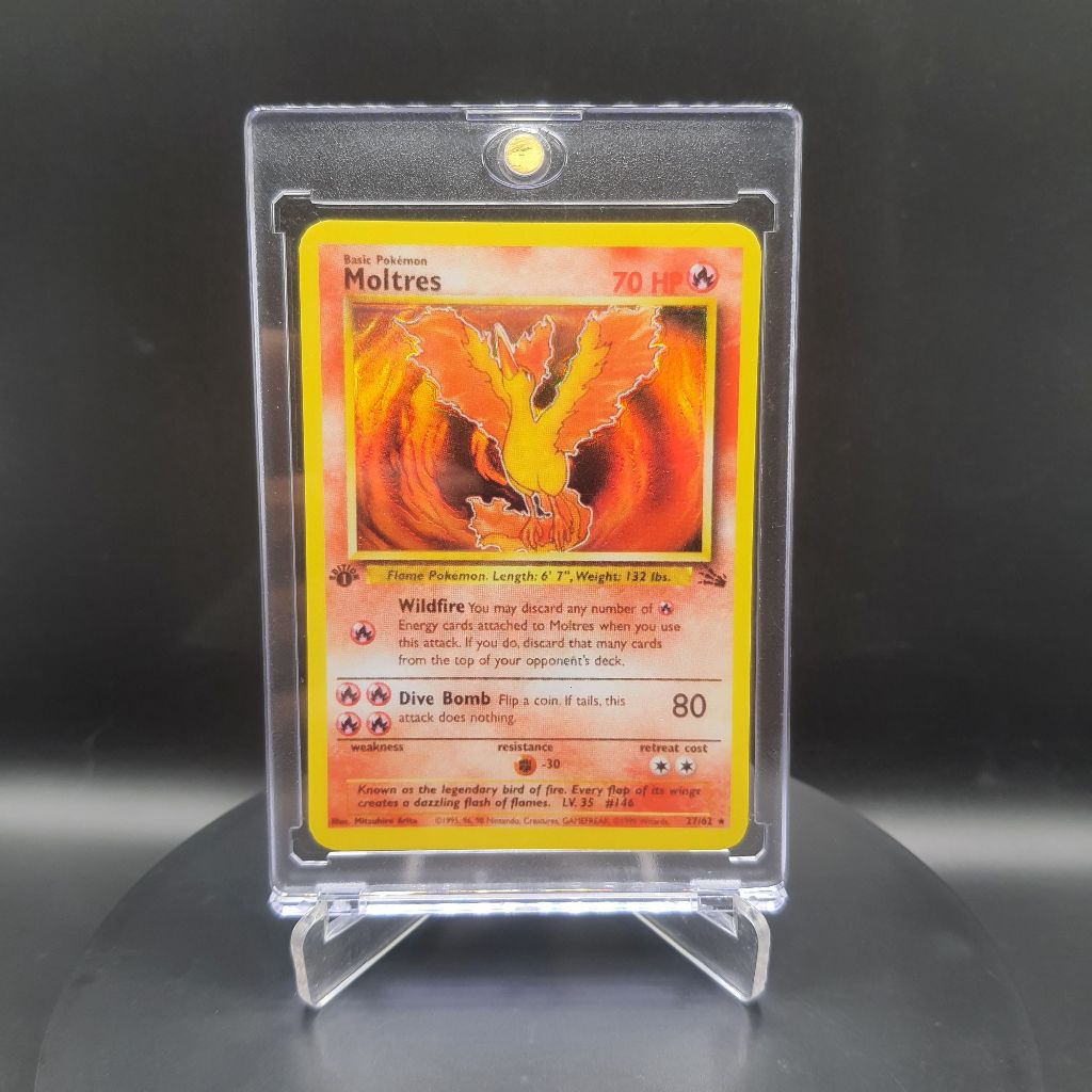 372. Kartu Pokemon - Custom Card 1999 Pokemon Fossil 1st Edition #27 Moltres